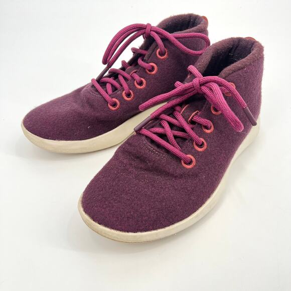 Allbirds Burgundy Hi-Top Wool Runner-Up Sneakers Women's Size 9 - Picture 2 of 7